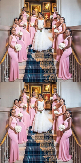 Cheap Pink Bridesmaid Dresses Mismatched Mermaid Long Satin Wedding Party Dress MyChicDress
